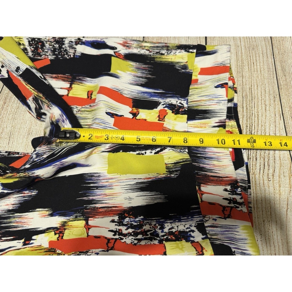 Krazy Larry Abstract Orange Yellow Blue Black Paint 27" Inseam Pants Sz 8 Tb13 - Picture 6 of 8